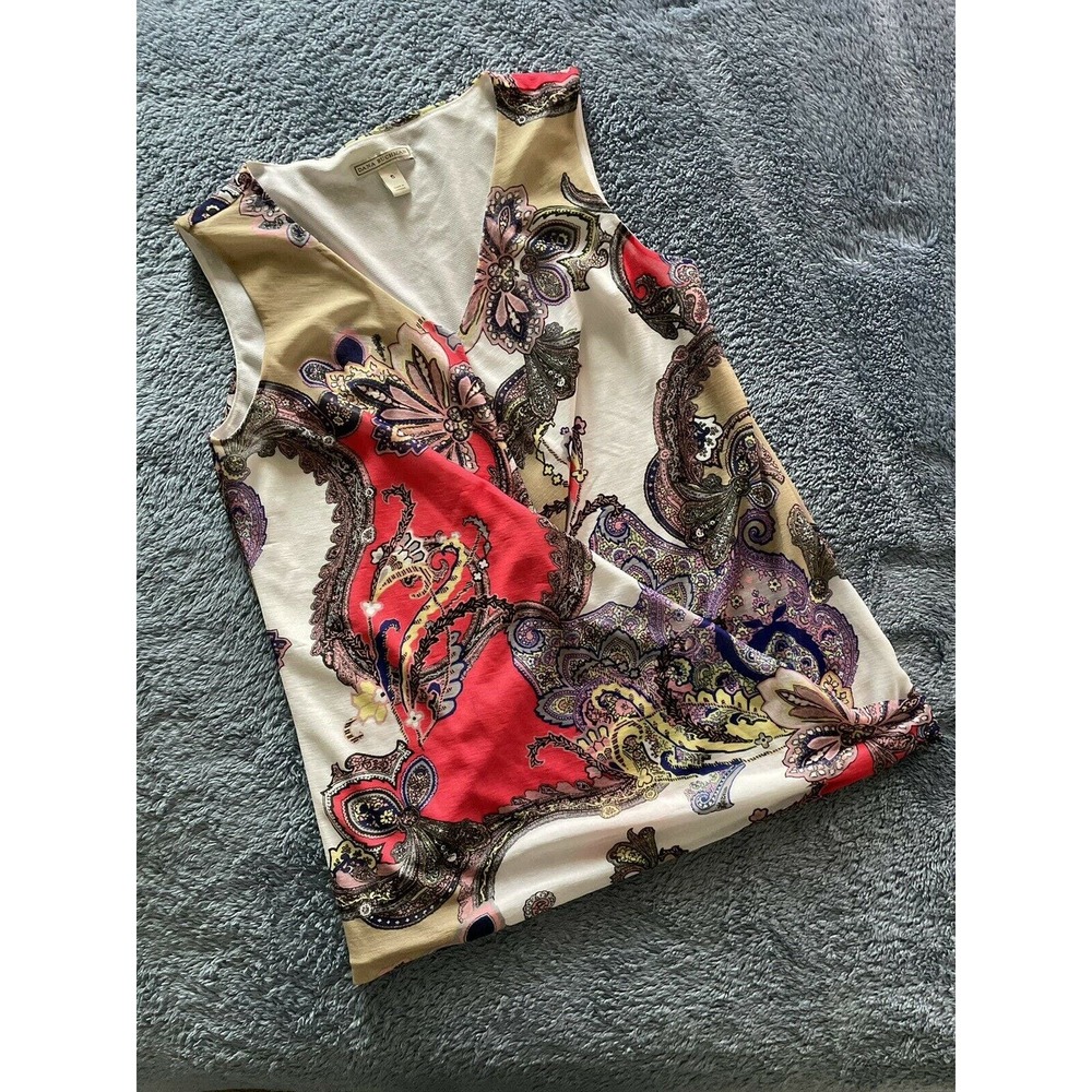 Dana Buchman purple paisley Size S sleeveless blouse Professional wear Work‎